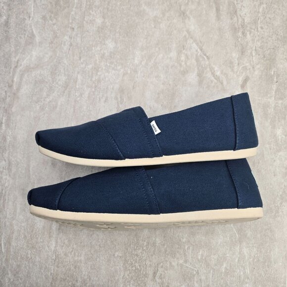 Toms Alpargata Slip On Shoes Canvas Navy Blue Minimalist Comfort Flats Size 9.5 - Picture 7 of 11